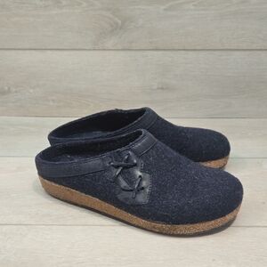 Haflinger Women Dark Navy Wool Clogs Mule Shoes Outdoor Sz 40/9